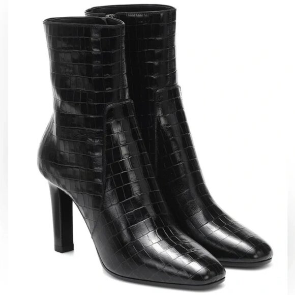 SAINT LAURENT Jane Croc-Embossed Booties - Size 40/10 - Picture 1 of 6